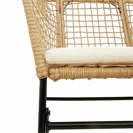 3-delige Tuinset met kussens poly rattan glas bruin