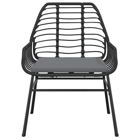3-delige Tuinset met kussens poly rattan glas zwart