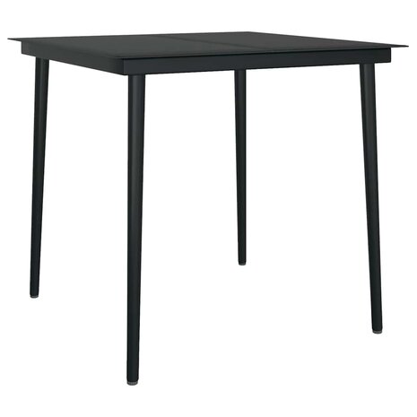 3-delige Tuinset met kussens poly rattan glas zwart