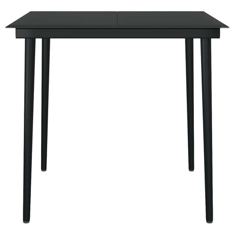 3-delige Tuinset met kussens poly rattan glas zwart