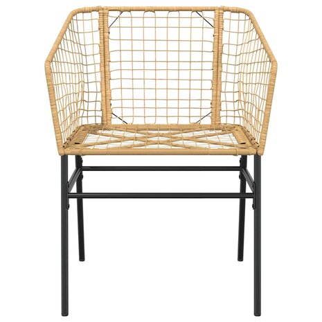 3-delige Tuinset poly rattan glas bruin