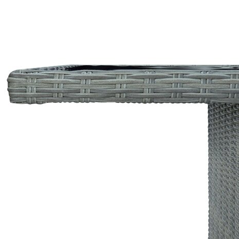 Tuintafel poly rattan en gehard glas lichtgrijs
