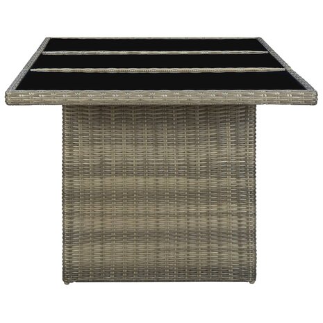 Tuintafel poly rattan en gehard glas bruin