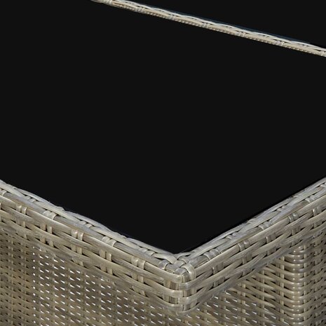 Tuintafel poly rattan en gehard glas bruin
