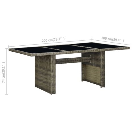 Tuintafel poly rattan en gehard glas bruin