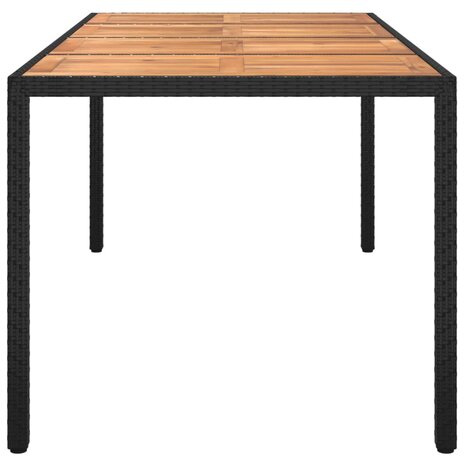 Tuintafel 190x90x75 cm poly rattan en acaciahout zwart