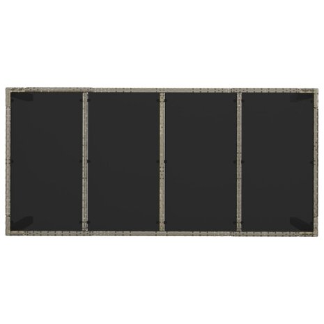 Tuintafel met glazen blad 190x90x75 cm poly rattan grijs