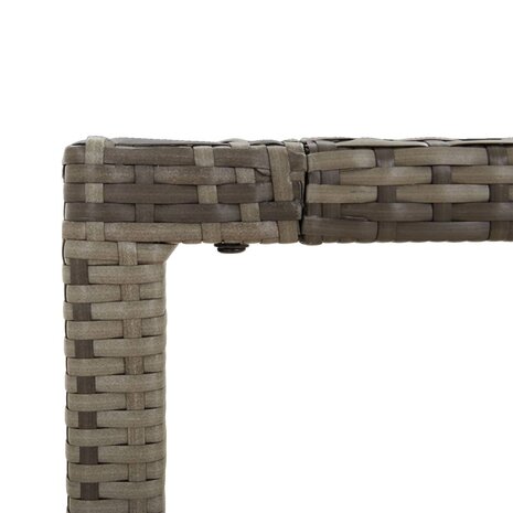 Tuintafel met glazen blad 190x90x75 cm poly rattan grijs