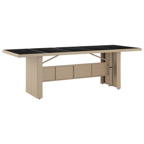 Tuintafel met glazen blad poly rattan en gehard glas beige