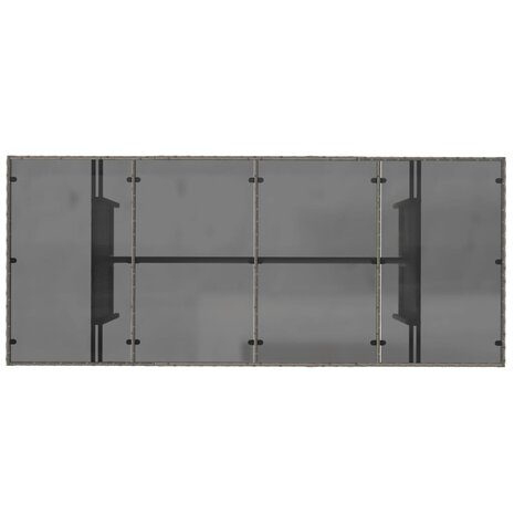 Tuintafel met glazen blad 190x80x74 cm poly rattan grijs