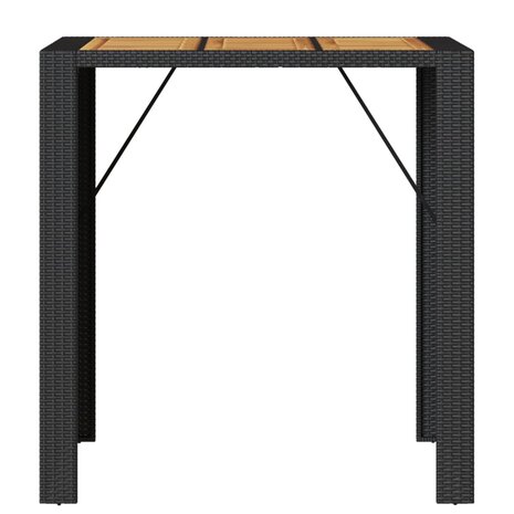 Tuinbartafel acaciahouten blad 105x80x110 cm poly rattan zwart
