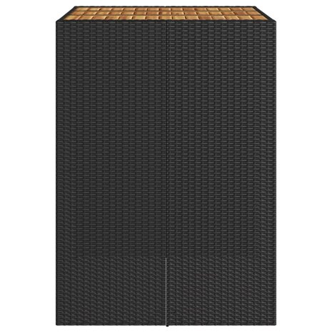 Tuinbartafel acaciahouten blad 105x80x110 cm poly rattan zwart