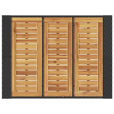 Tuinbartafel acaciahouten blad 105x80x110 cm poly rattan zwart