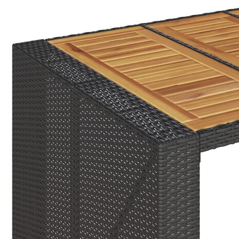 Tuinbartafel acaciahouten blad 105x80x110 cm poly rattan zwart