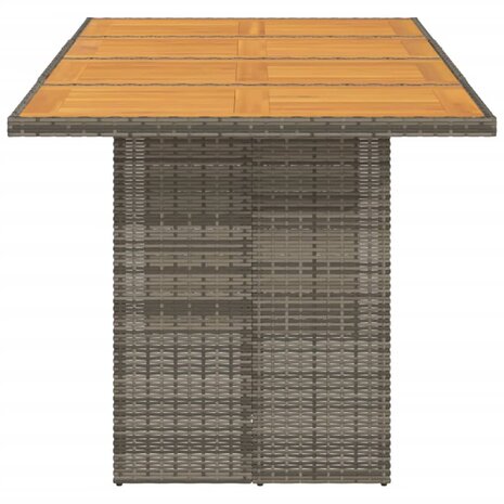 Tuintafel met acaciahouten blad 190x80x75 cm poly rattan grijs