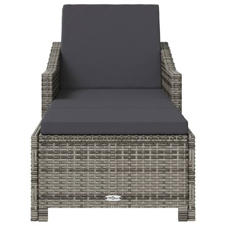 Ligbed met donkergrijs kussen poly rattan grijs