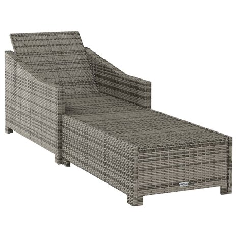 Ligbed met donkergrijs kussen poly rattan grijs