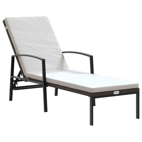 Ligbedden 2 st met tafel poly rattan bruin
