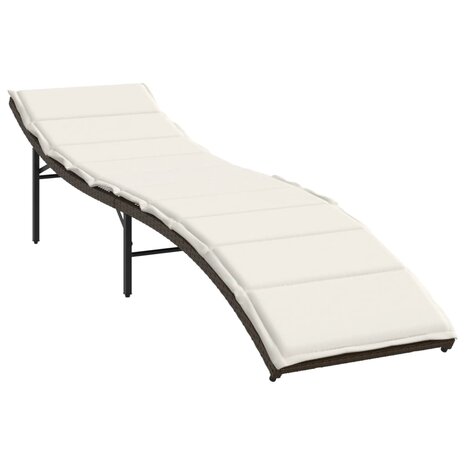 Ligstoelen 2 st met kussens poly rattan bruin