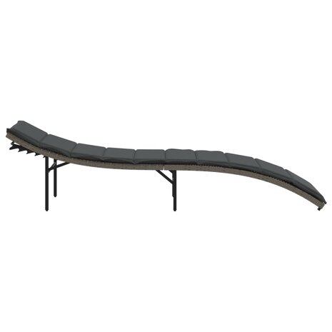 Ligbedden 2 st met kussens poly rattan grijs