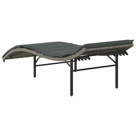 Ligbedden 2 st met kussens poly rattan grijs