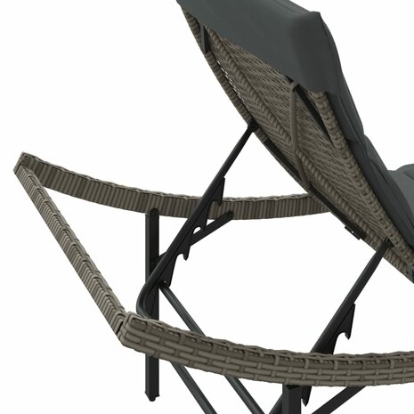 Ligbedden 2 st met kussens poly rattan grijs