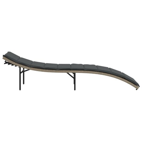 Ligbedden 2 st met kussens poly rattan lichtgrijs
