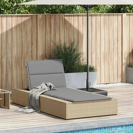 Ligbed met zwevend kussen poly rattan beige