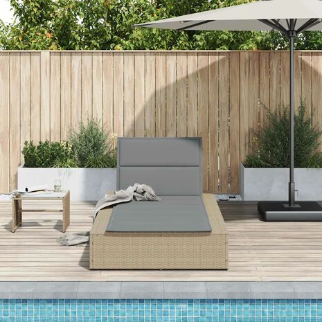 Ligbed met zwevend kussen poly rattan beige