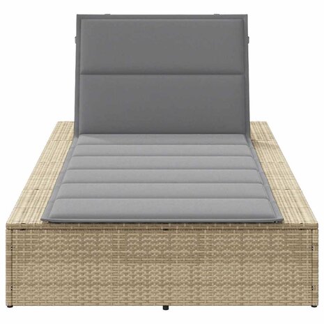Ligbed met zwevend kussen poly rattan beige