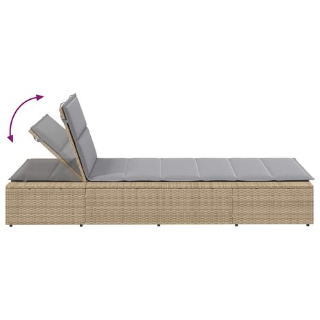 Ligbed met zwevend kussen poly rattan beige
