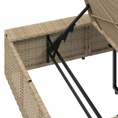 Ligbed met zwevend kussen poly rattan beige