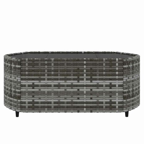 3-delige Loungeset met kussens poly rattan grijs