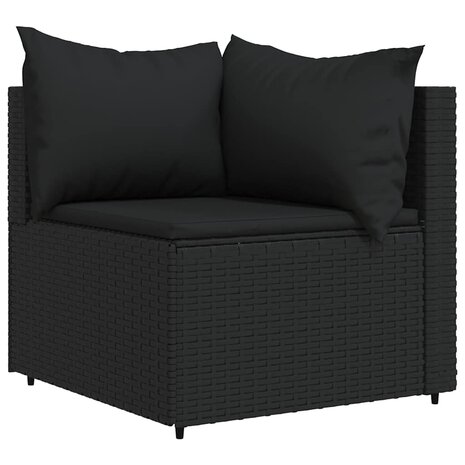 Tuinhoekbanken met kussens 2 st poly rattan zwart
