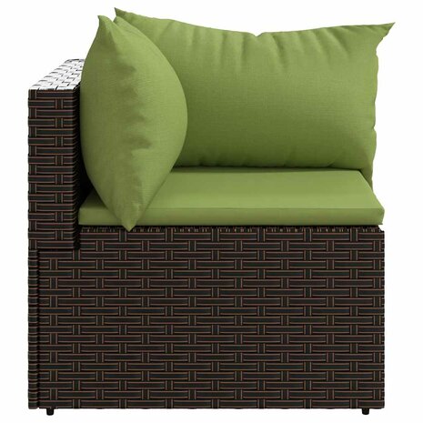 Tuinhoekbanken met kussens 2 st poly rattan bruin