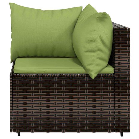 Tuinhoekbanken met kussens 2 st poly rattan bruin