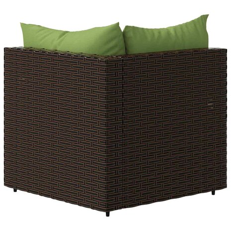 Tuinhoekbanken met kussens 2 st poly rattan bruin
