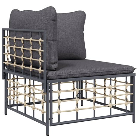 3-delige Loungeset met kussens poly rattan antracietkleurig