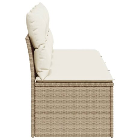 Tuinbank 4-zits met kussens poly rattan beige