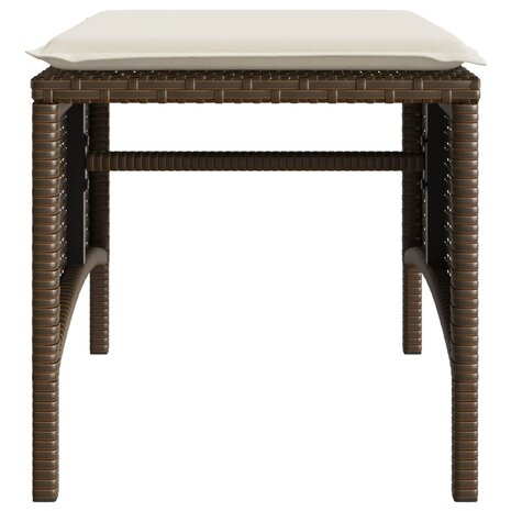 Tuinbank 2-zits met tafel en voetenbanken poly rattan bruin