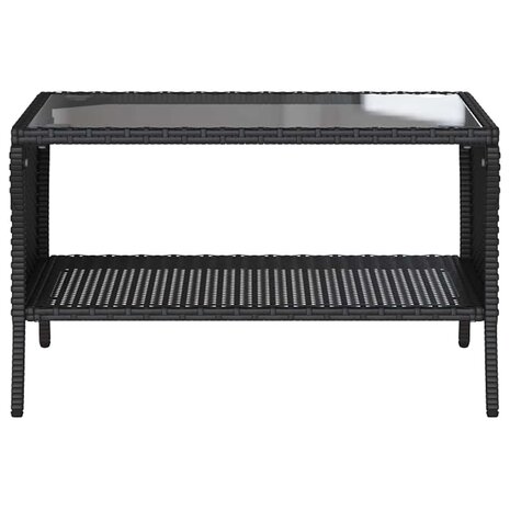 Tuinbank 2-zits met kussens & tafel poly rattan zwart