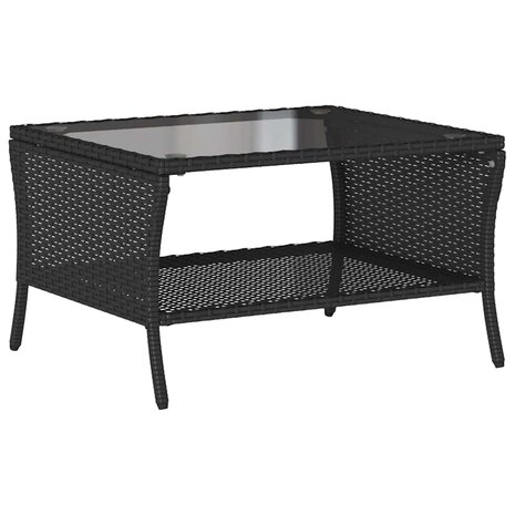Tuinbank 2-zits met kussens & tafel poly rattan zwart