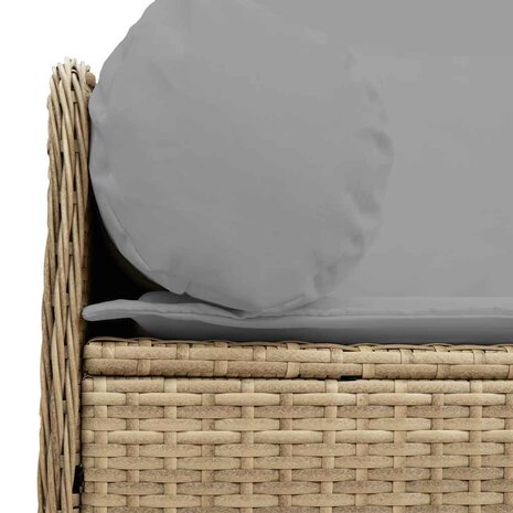 Tuinbank 3-zits met kussens poly rattan beige