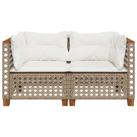 Tuinbanken 2 st met kussens poly rattan beige