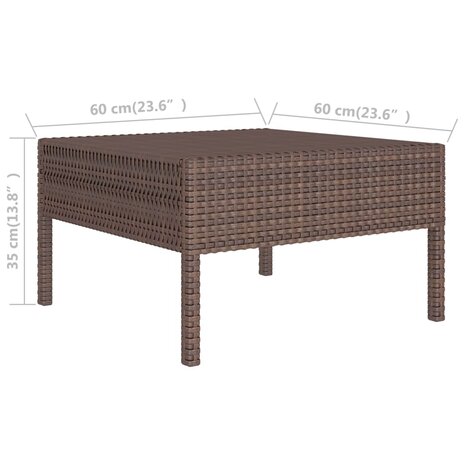 6-delige Loungeset met kussens poly rattan bruin