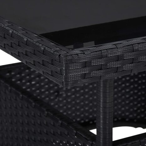 5-delige Tuinset poly rattan en acaciahout zwart