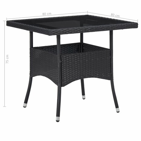 5-delige Tuinset poly rattan en acaciahout zwart