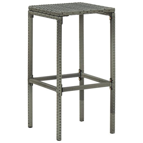 7-delige Tuinbarset met kussens poly rattan grijs