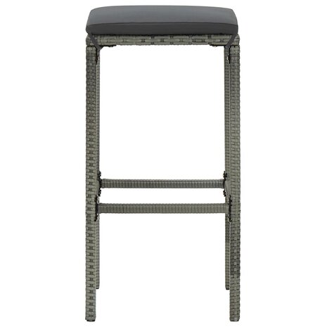 7-delige Tuinbarset met kussens poly rattan grijs