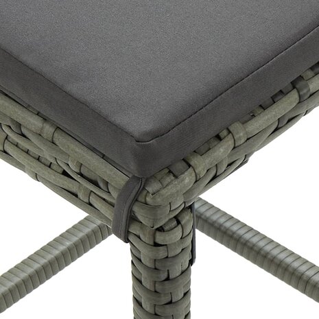 7-delige Tuinbarset met kussens poly rattan grijs